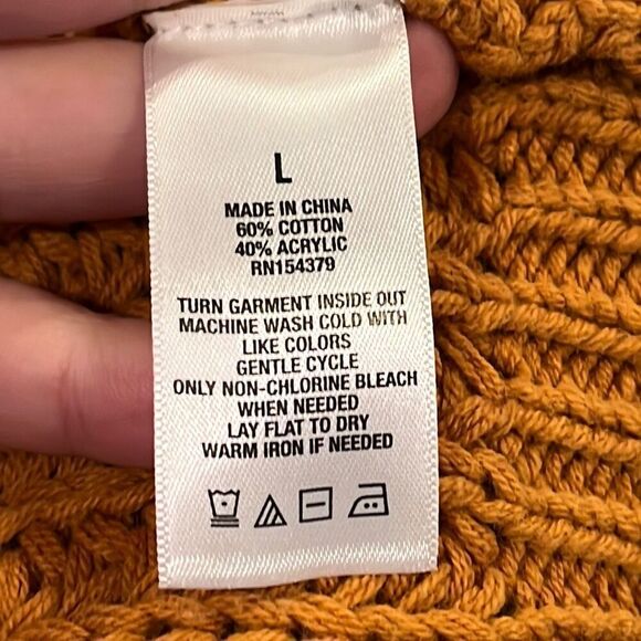 Aeropostale Yellow Mustard Cable Knit Cold Shoulder Sweater Large - Picture 5 of 5